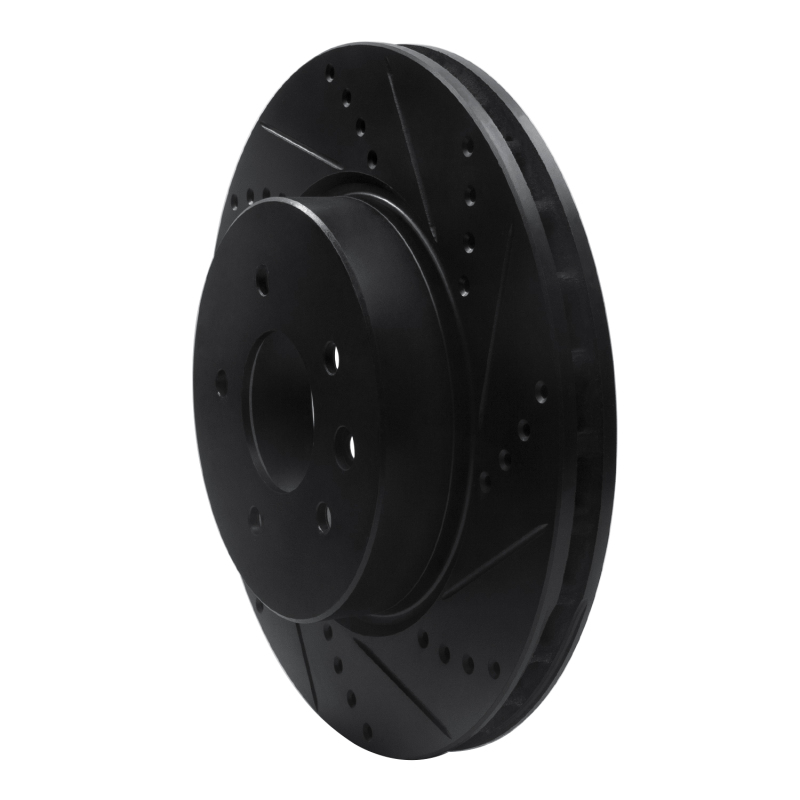 Jaguar XJR Brake Rotor (1) - Rear Right - R1 Concepts - Drilled & Slotted - Black - `00-`06